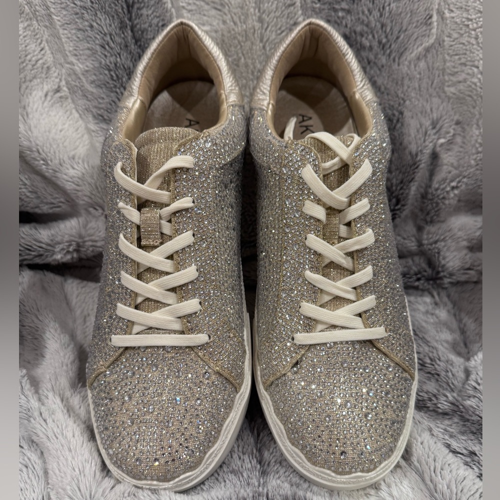 NWB Anne Klein Metallic and Silver Rhinestone Sneakers Sz 9.5 (run small) - Picture 8 of 11